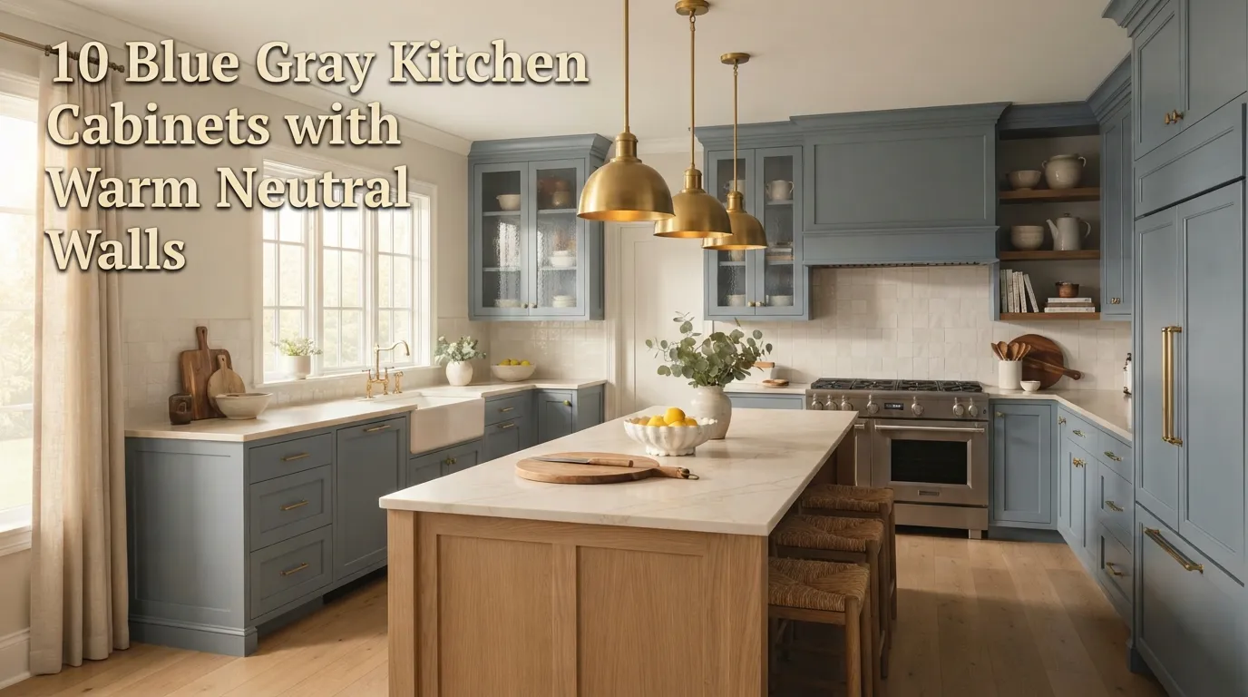 10 Blue Gray Kitchen Cabinets with Warm Neutral Walls