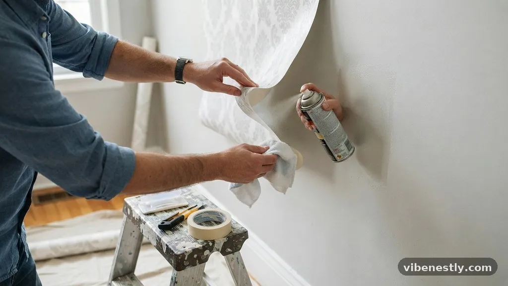 Managing Excess Adhesive During the Process - Can You Use Extra Wallpaper Spray Adhesive on Stubborn Curling Edges?