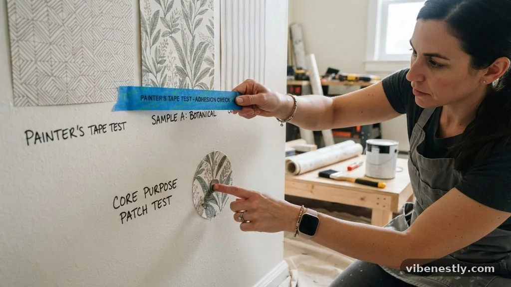 The Core Purpose of the Patch Test - Testing Wallpaper Adhesion: The Sample Swatch Painter's Tape Test
